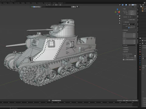 M3 Lee American Medium Tank 3D Model