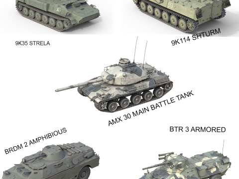 5 Military Vehicles Collection V23 3D Model