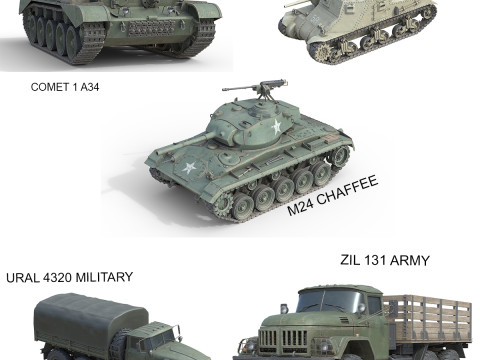 5 Military Vehicles Collection V24 3D Model
