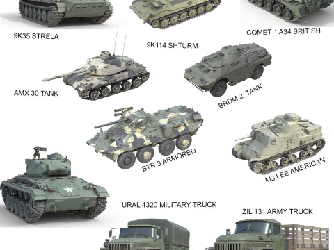 10 Military Vehicles Collection V11 3D Model