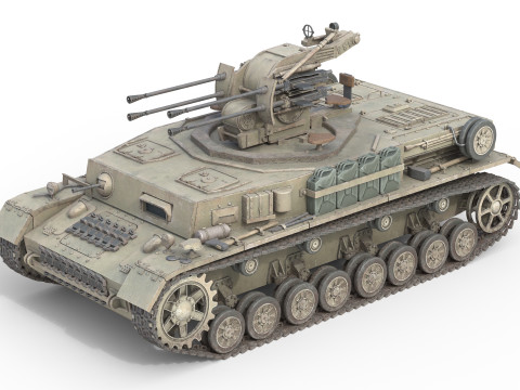 Flakpanzer IV Wirbelwind Tank 3D Model