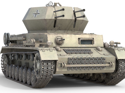 Flakpanzer IV Wirbelwind Tank 3D Model