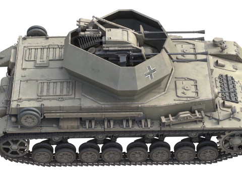 Flakpanzer IV Wirbelwind Tank 3D Model