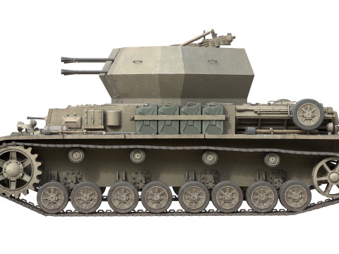 Flakpanzer IV Wirbelwind Tank 3D Model