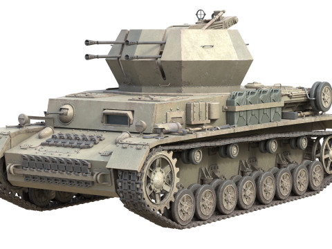 Flakpanzer IV Wirbelwind Tank 3D Model