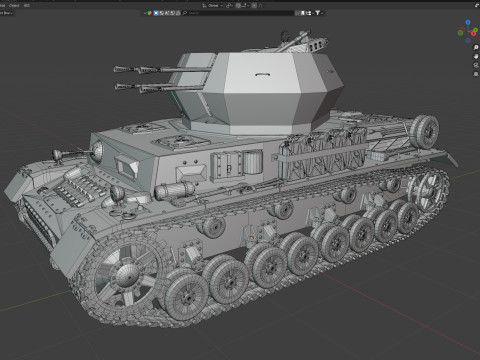 Flakpanzer IV Wirbelwind Tank 3D Model