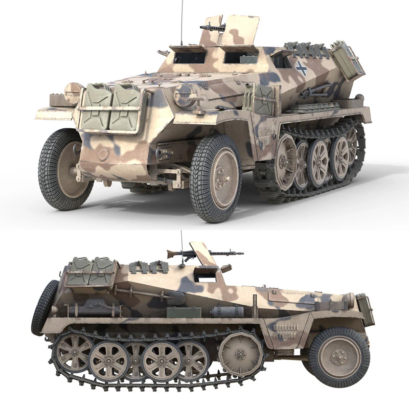 Trasporto personale corazzato semicingolato Sd Kfz 250 Modello 3D .c4d .max .obj .3ds .fbx .stl .blend
