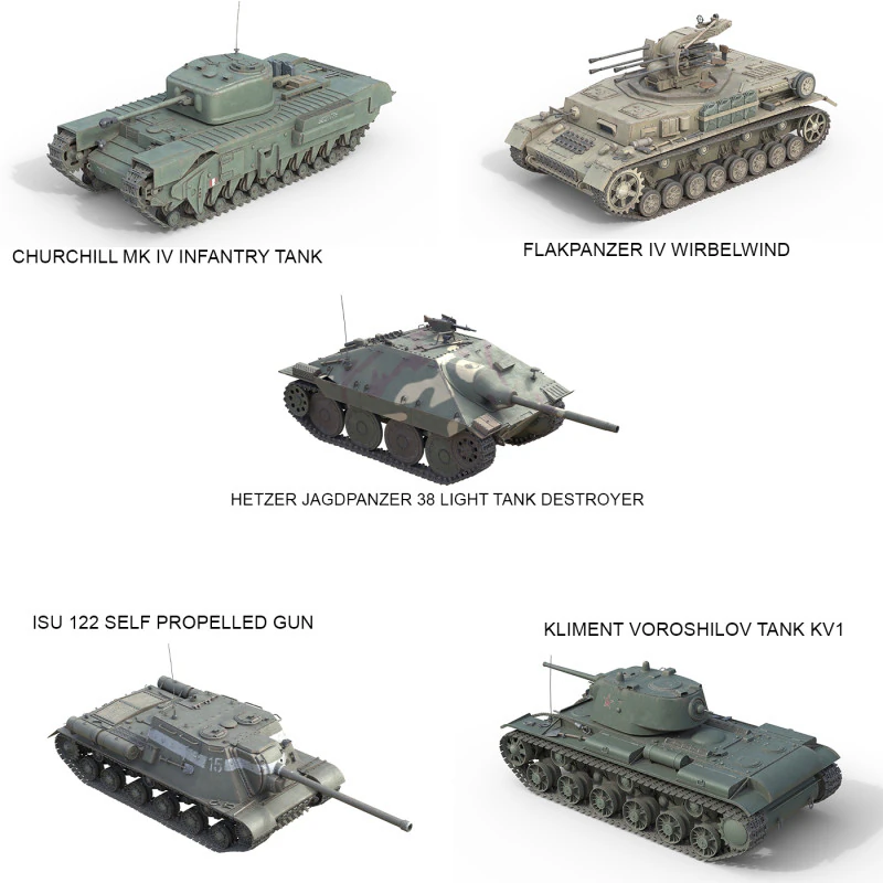 Collezione 5 Veicoli Militari V25 Modello 3D .c4d .max .obj .3ds .fbx .stl .blend