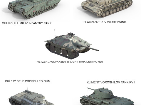 5 Military Vehicles Collection V25 3D Model