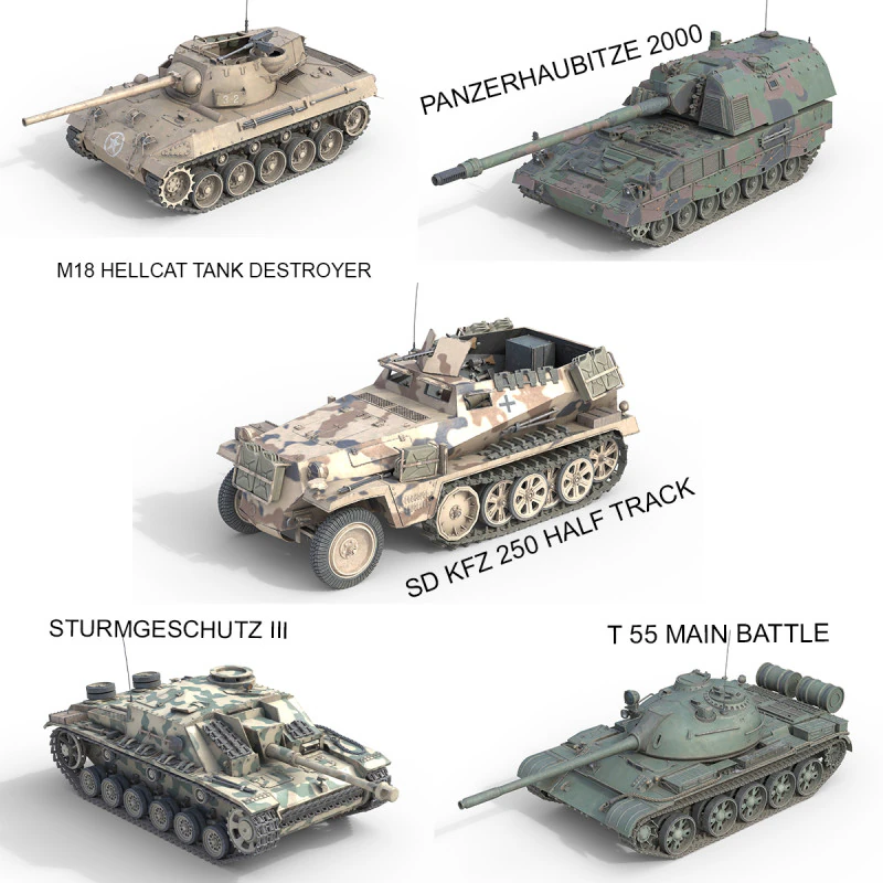 5 Military Vehicles Collection V26 3D Model .c4d .max .obj .3ds .fbx .stl .blend 