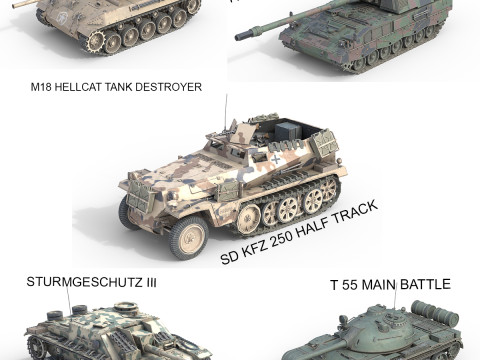 5 Military Vehicles Collection V26 3D Model