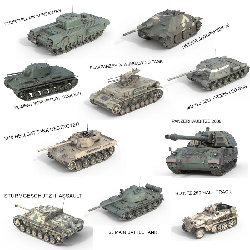 10 Military Vehicles Collection V12 3D Model .c4d .max .obj .3ds .fbx .stl .blend 
