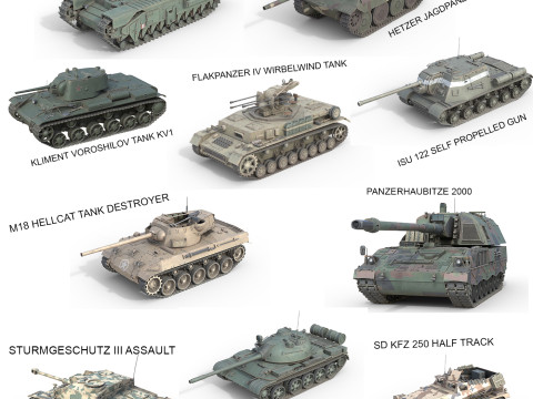 10 Military Vehicles Collection V12 3D Model