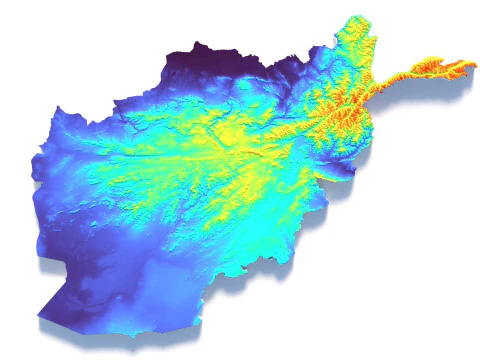 아프가니스탄 지형 지도 3D 모델