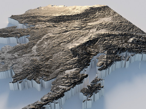 Alaska Terrain Map 3D Model
