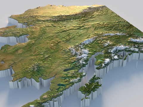 Alaska Terrain Map 3D Model