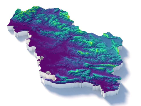 Albania Terrain Map 3D Model