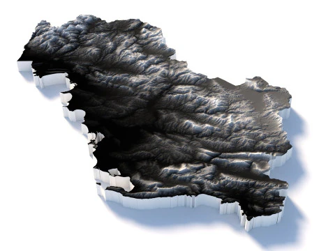 Albania Terrain Map 3D Model
