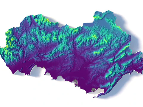 Albania Terrain Map 3D Model