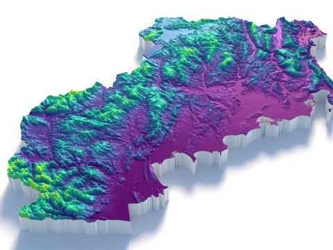 Albania Terrain Map 3D Model