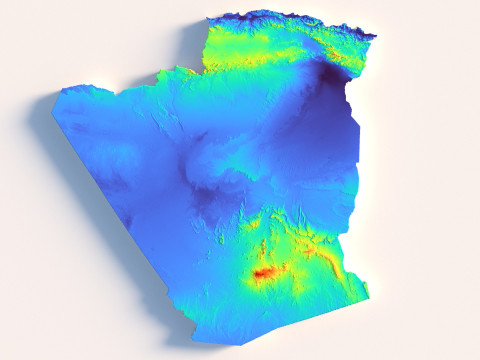 Algeria Terrain Map 3Dモデル