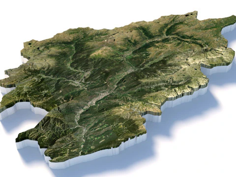 Andorra Terrain Map 3D Model