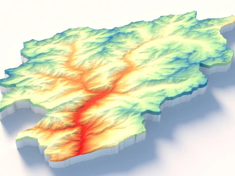 Andorra Terrain Map 3D Model