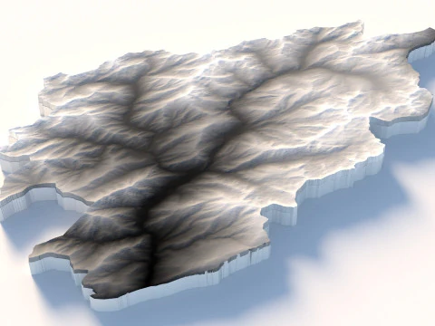 Andorra Terrain Map 3D Model