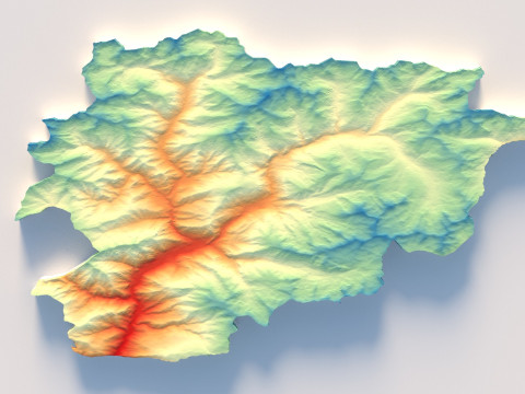 Andorra Terrain Map Modelo 3D