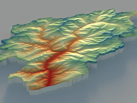 Andorra Terrain Map 3D Model