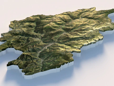 Andorra Terrain Map 3D Model