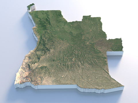 Angola Terrain Map 3D Модель