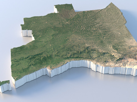 Angola Terrain Map 3D Модель