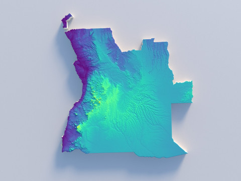 Angola Terrain Map 3D Модель