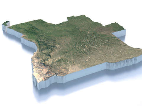 Angola Terrain Map 3D Модель