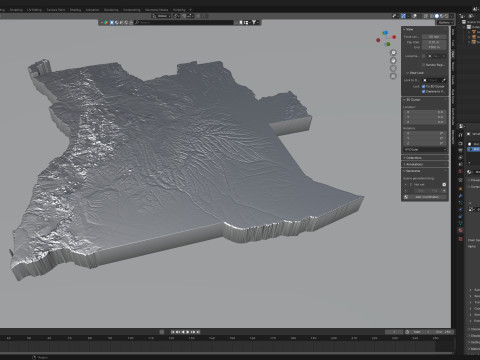 Angola Terrain Map 3D Модель