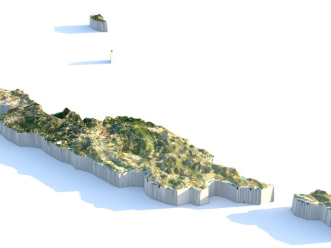 Anguilla Terrain Map Model 3D