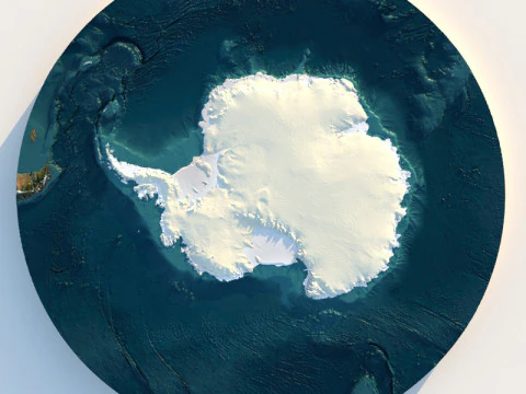 Mappa del terreno dell'Antartide Modello 3D