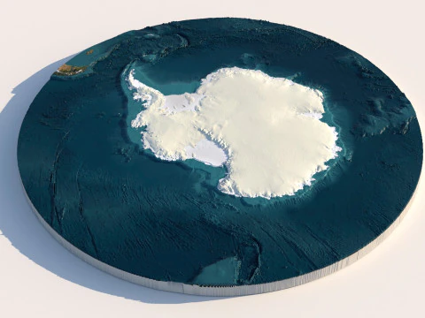 Antarctica Terrain Map 3D Model
