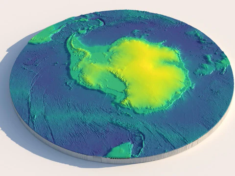 Antarctica Terrain Map 3D Model