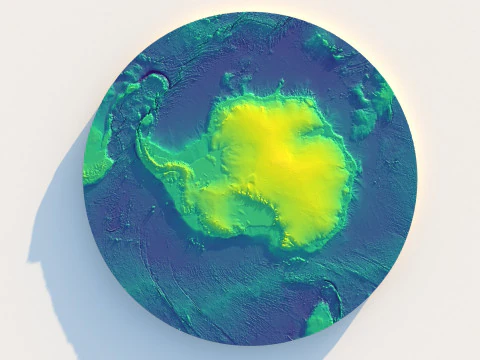 Antarctica Terrain Map 3D Model