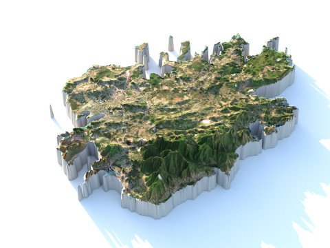 Antigua and Barbuda Terrain Map 3D Model