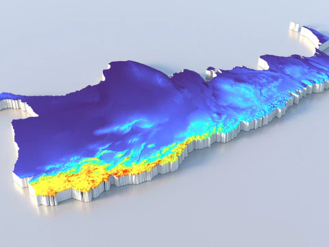 Argentina Terrain Map 3D Model