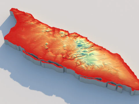 Aruba Terrain Map 3D Model