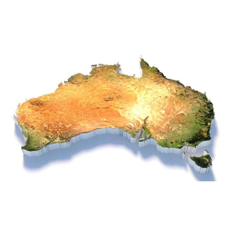 Australia Terrain Map 3D Model .c4d .max .obj .3ds .fbx .stl .blend 