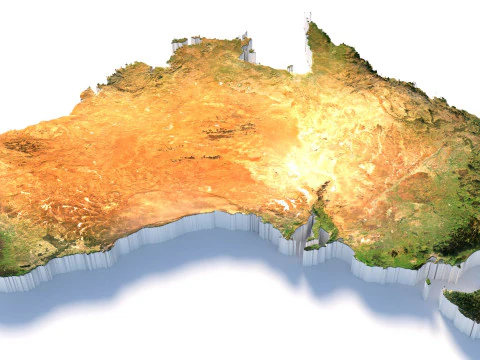 Australia Terrain Map 3D Model