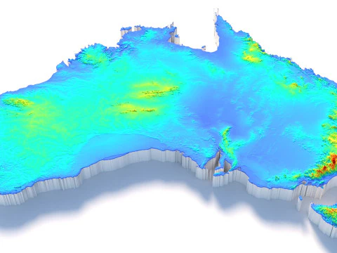 Australia Terrain Map 3D Model
