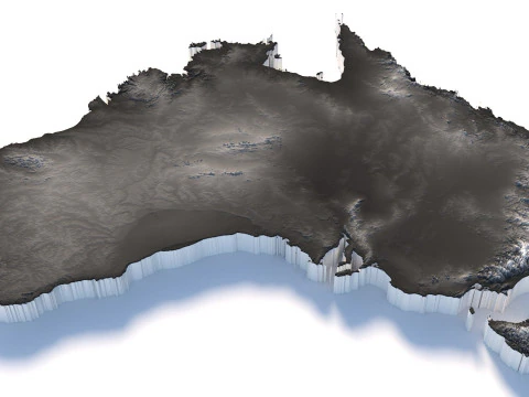 Australia Terrain Map 3D Model