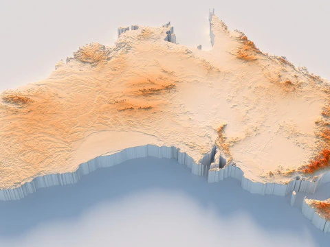 Australia Terrain Map 3D Model