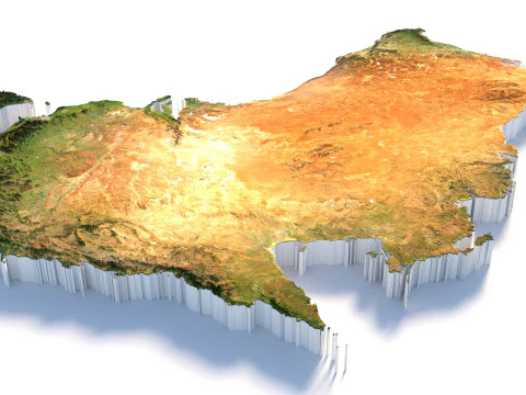 Australia Terrain Map 3D Model